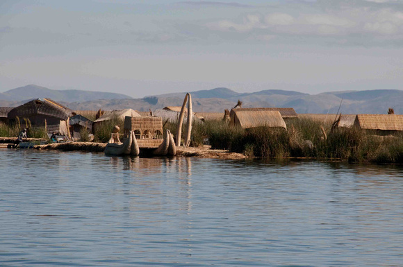 Lake Titikaka reed structures on floating mats of reeds